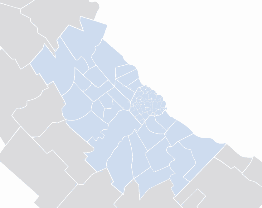 Mapa del Área Metropolitana de Buenos Aires con las zonas donde opera Resolú